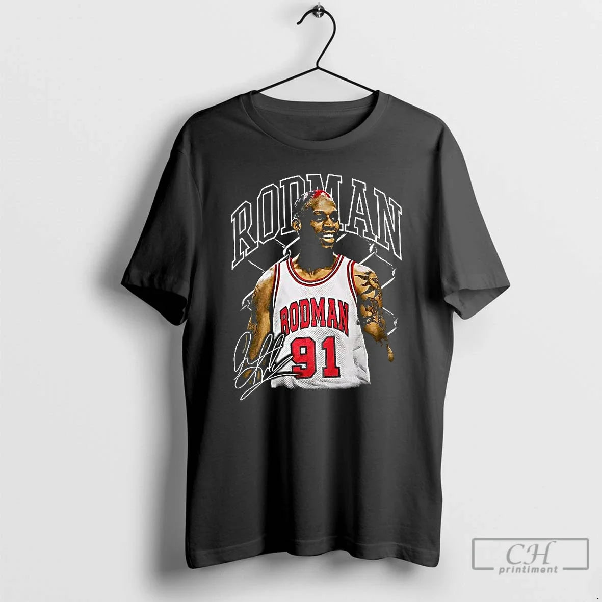 Premium Dennis Rodman 91 The Worm Graphic Signature T Shirts Unisex T-shirt, Sweatshirt, Hoodie, Long Sleeve Tee - T-Shirt, Sweatshirt, Hoodie