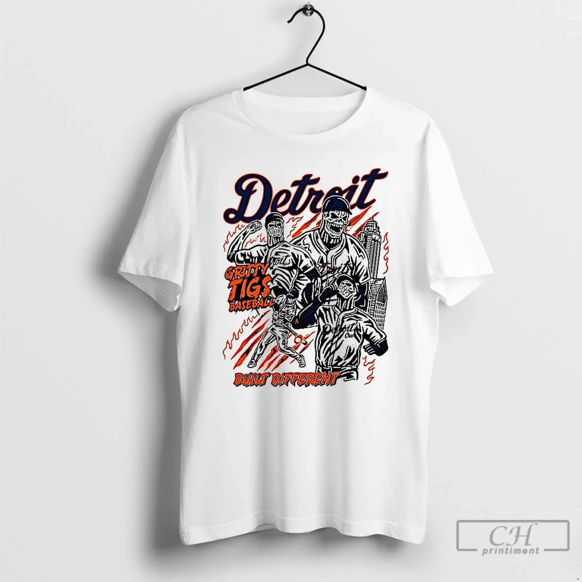 Premium Detroit Tigers Built Different Skeleton T Shirts Unisex T-shirt, Sweatshirt, Hoodie, Long Sleeve Tee - T-Shirt, Sweatshirt, Hoodie