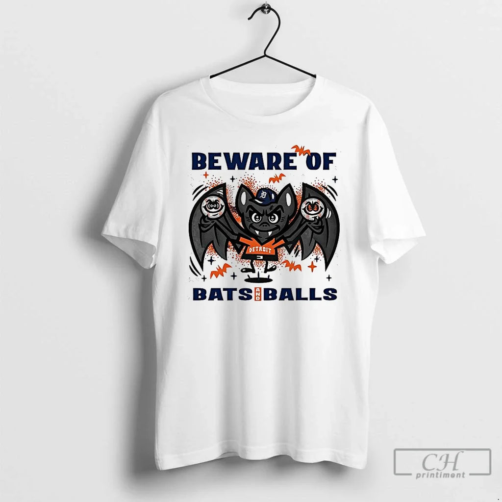 Premium Detroit Tigers Baseball Beware Of Bats And Balls Halloween T Shirts Unisex T-shirt, Sweatshirt, Hoodie, Long Sleeve Tee - T-Shirt, Sweatshirt, Hoodie