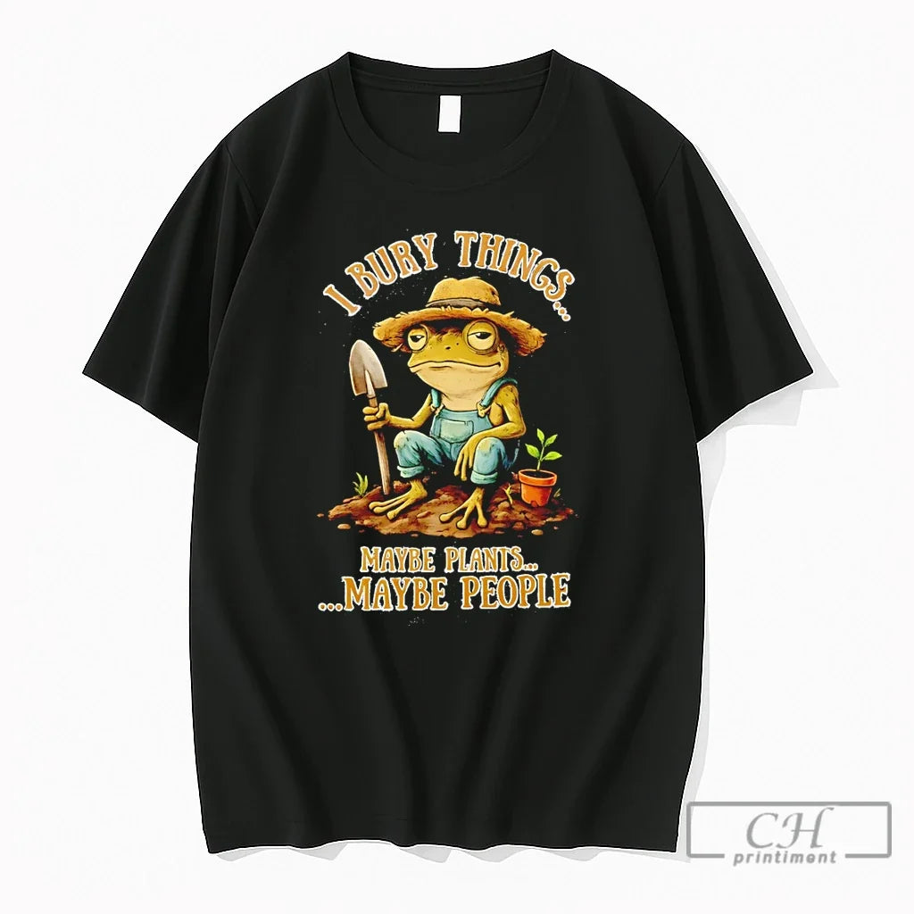 Premium Frog Gardener I Bury Things Maybe Plants Maybe People Vintage Unisex T-shirt, Sweatshirt, Hoodie, Long Sleeve Tee - T-Shirt, Sweatshirt, Hoodie