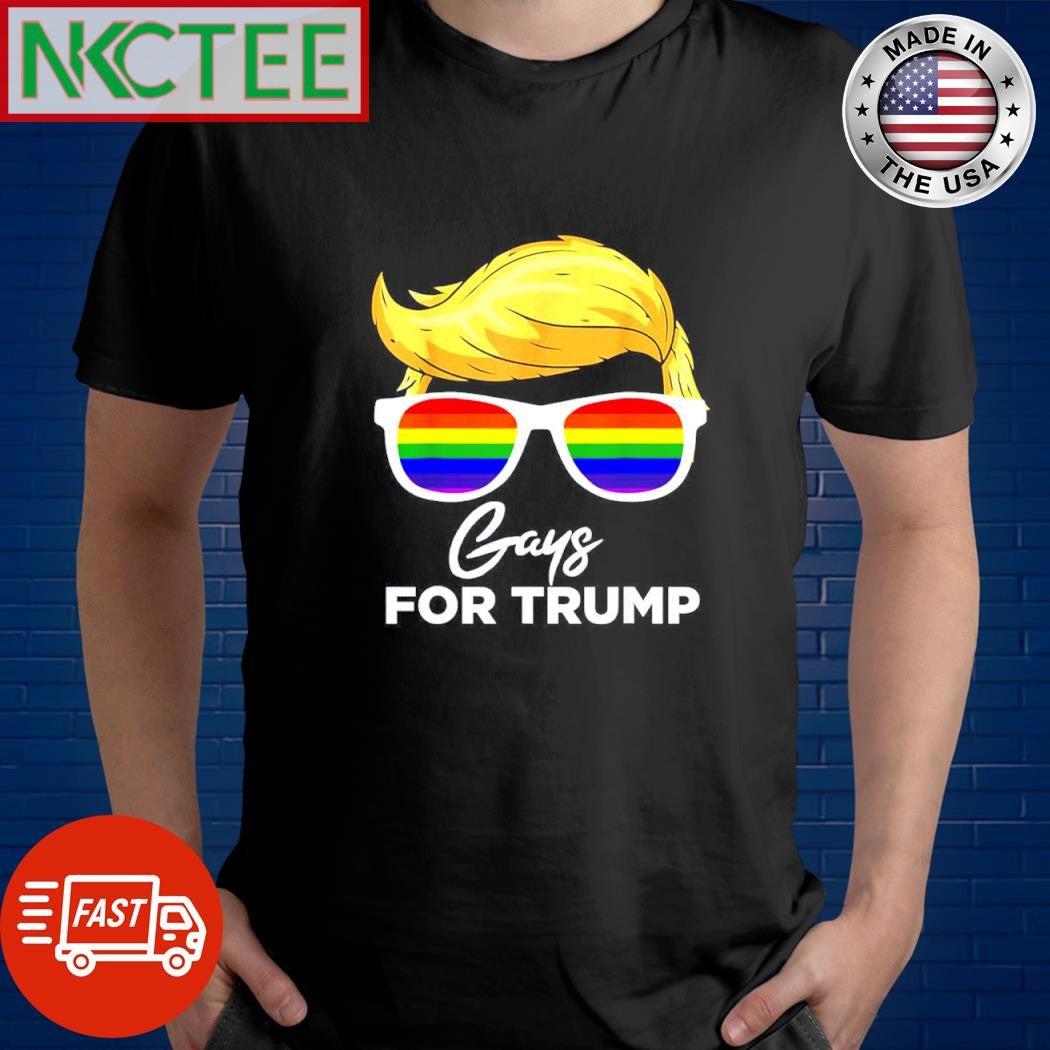 Premium Gays for Trump hair glasses LGBT shirt Unisex T-shirt, Sweatshirt, Hoodie, Long Sleeve Tee - T-Shirt, Sweatshirt, Hoodie