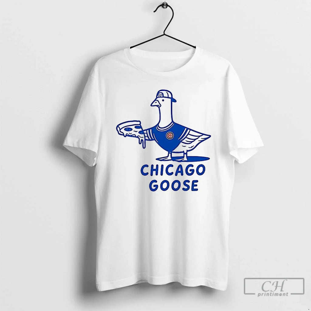 Premium Goose Chicago Cubs Football Pizza T Shirts Unisex T-shirt, Sweatshirt, Hoodie, Long Sleeve Tee - T-Shirt, Sweatshirt, Hoodie