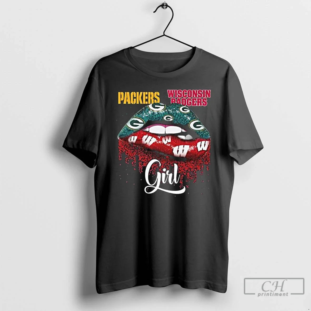 Premium Green Bay Packers X Wisconsin Badgers Girl Lips 2025 Long Sleve T Shirts Unisex T-shirt, Sweatshirt, Hoodie, Long Sleeve Tee - T-Shirt, Sweatshirt, Hoodie
