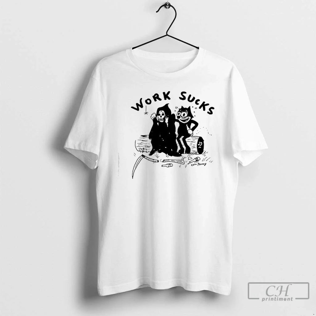 Grim Reaper Cat Felix Work Sucks T-Shirts, Hoodie, Sweatshirt - T-Shirt, Sweatshirt, Hoodie
