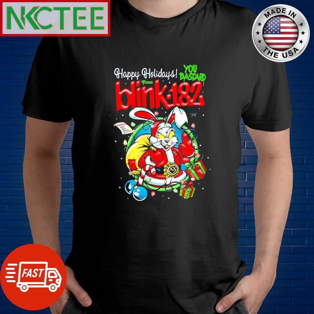 Premium Happy Holiday you Blink-182 Christmas Bunny Santa shirt Unisex T-shirt, Sweatshirt, Hoodie, Long Sleeve Tee - T-Shirt, Sweatshirt, Hoodie