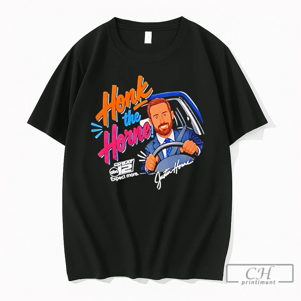 Premium Honk The Horn Justin Horne Tee Unisex T-shirt, Sweatshirt, Hoodie, Long Sleeve Tee - T-Shirt, Sweatshirt, Hoodie