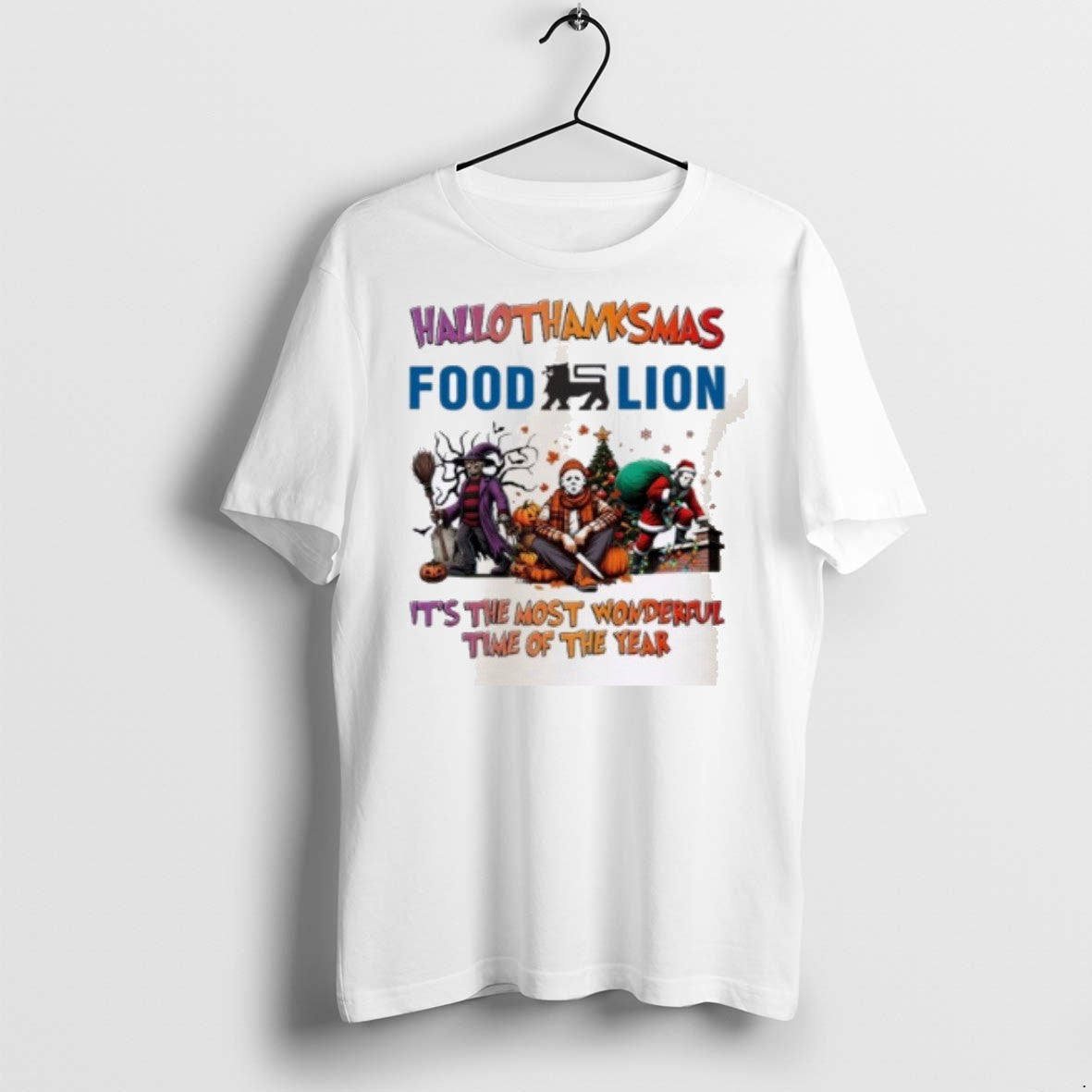 Premium Horror Character X Food Lion Hallothanksmas Its The Most Wonderful Time Of The Year - T-Shirt, Sweatshirt, Hoodie