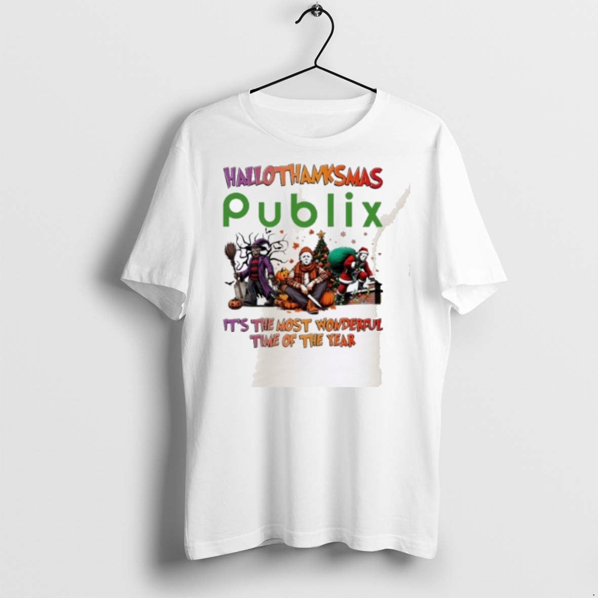 Premium Horror Character X Publix Hallothanksmas Its The Most Wonderful Time Of The Year Unisex T-shirt, Sweatshirt, Hoodie, Long Sleeve Tee - T-Shirt, Sweatshirt, Hoodie