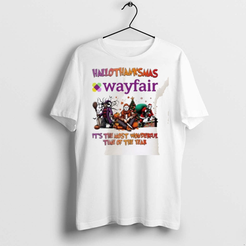 Premium Horror Character X Wayfair Hallothanksmas Its The Most Wonderful Time Of The Year Unisex T-shirt, Sweatshirt, Hoodie, Long Sleeve Tee - T-Shirt, Sweatshirt, Hoodie