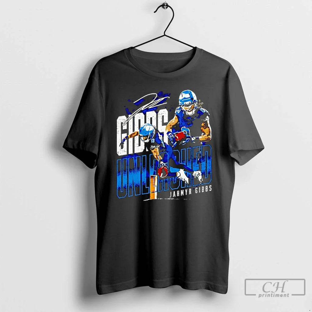 Jahmyr Gibbs Detroit Lions Unleashed Signature T-Shirts, Hoodie, Sweatshirt - T-Shirt, Sweatshirt, Hoodie