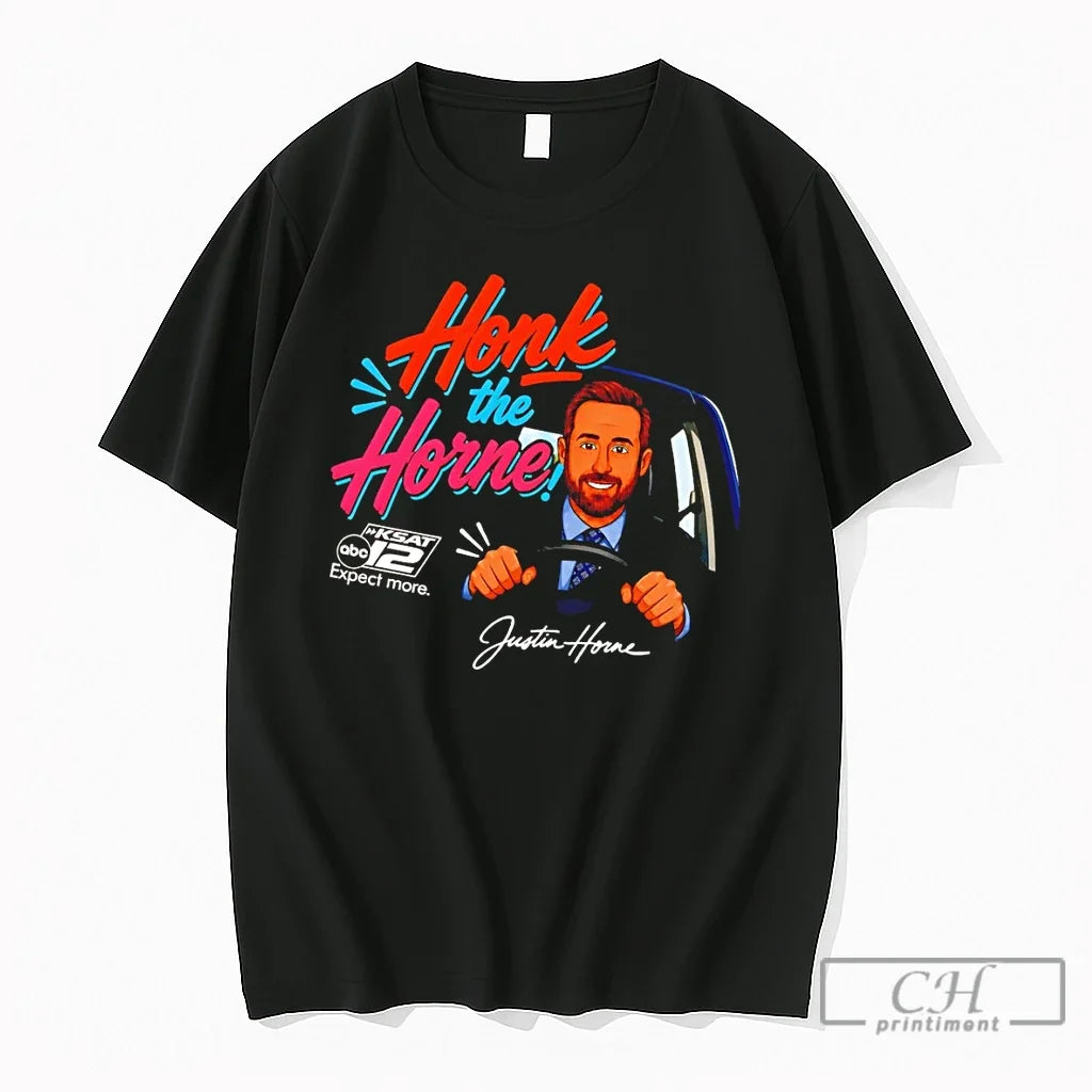 Premium Justin Horne Honk The Horne Ksat 12 Expect More Cartoon Unisex T-shirt, Sweatshirt, Hoodie, Long Sleeve Tee - T-Shirt, Sweatshirt, Hoodie