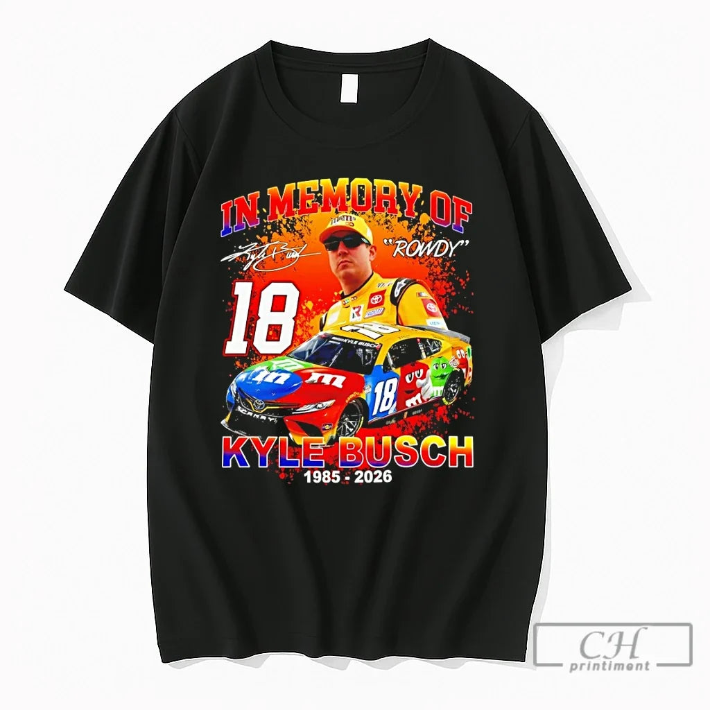Premium Kyle Busch 18 Racing Rowdy Busch Vintage Style Signature Unisex T-shirt, Sweatshirt, Hoodie, Long Sleeve Tee - T-Shirt, Sweatshirt, Hoodie