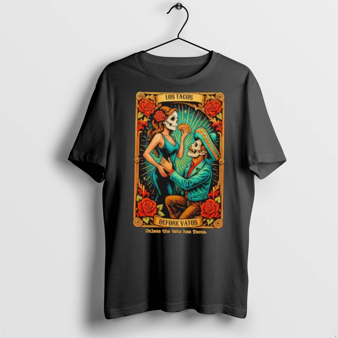 Premium Los Tacos Before Vatos Tarot Card T Shirts Unisex T-shirt, Sweatshirt, Hoodie, Long Sleeve Tee - T-Shirt, Sweatshirt, Hoodie