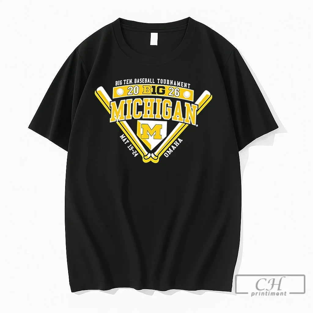 Premium Michigan Wolverines 2026 Big Ten Baseball Tournament Participant Tee Unisex T-shirt, Sweatshirt, Hoodie, Long Sleeve Tee - T-Shirt, Sweatshirt, Hoodie
