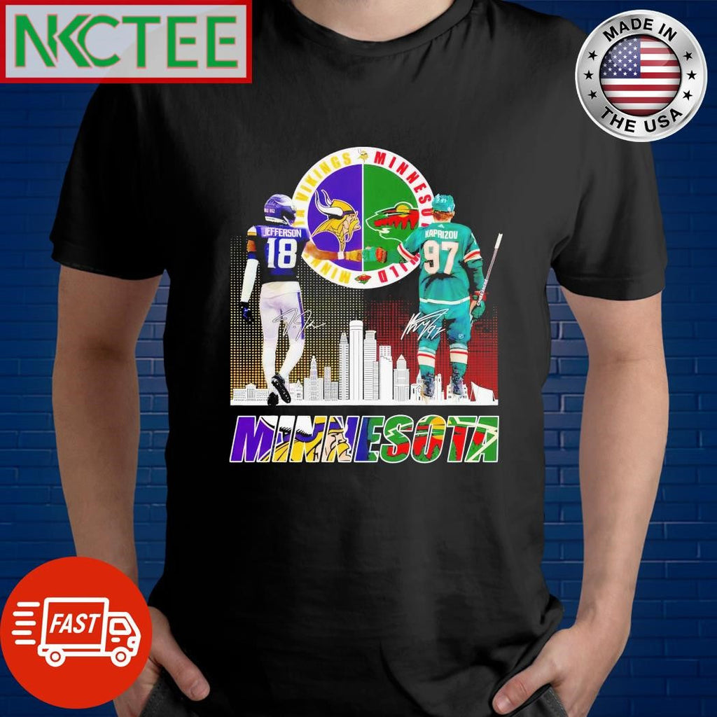 Premium Minnesota Vikings Justin Jefferson Minnesota Wild Kirill Kaprizov Proud T-Shirt Unisex T-shirt, Sweatshirt, Hoodie, Long Sleeve Tee - T-Shirt, Sweatshirt, Hoodie