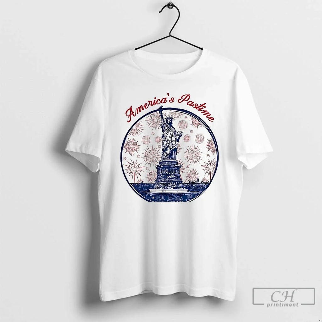 Premium New York Americas Pastime Statue Of Liberty T Shirts Unisex T-shirt, Sweatshirt, Hoodie, Long Sleeve Tee - T-Shirt, Sweatshirt, Hoodie