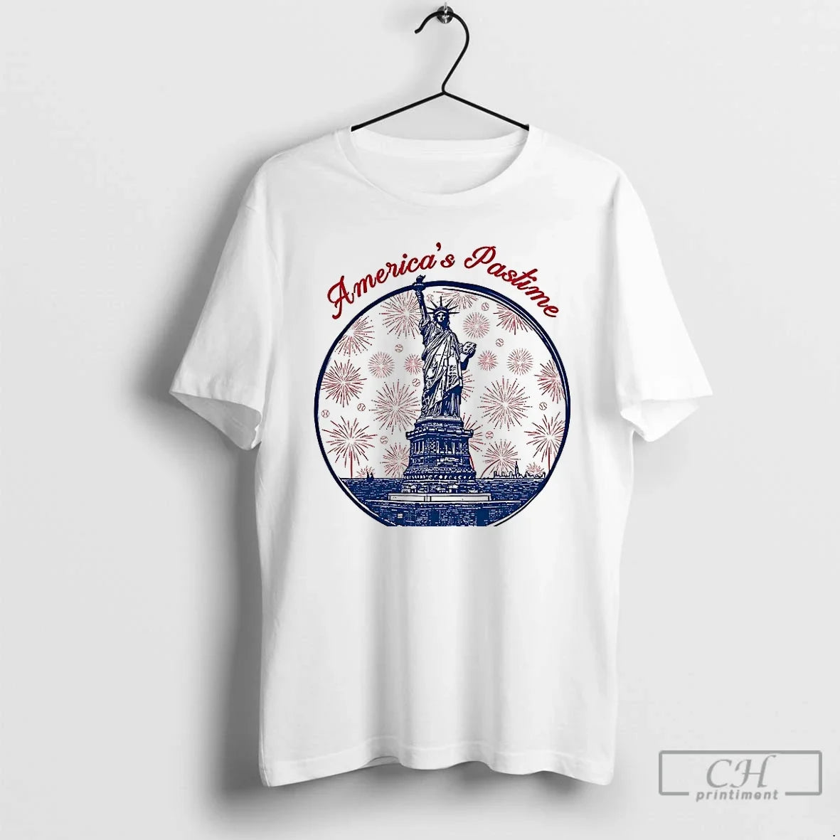 Premium New York Americas Pastime Statue Of Liberty T Shirts Unisex T-shirt, Sweatshirt, Hoodie, Long Sleeve Tee - T-Shirt, Sweatshirt, Hoodie
