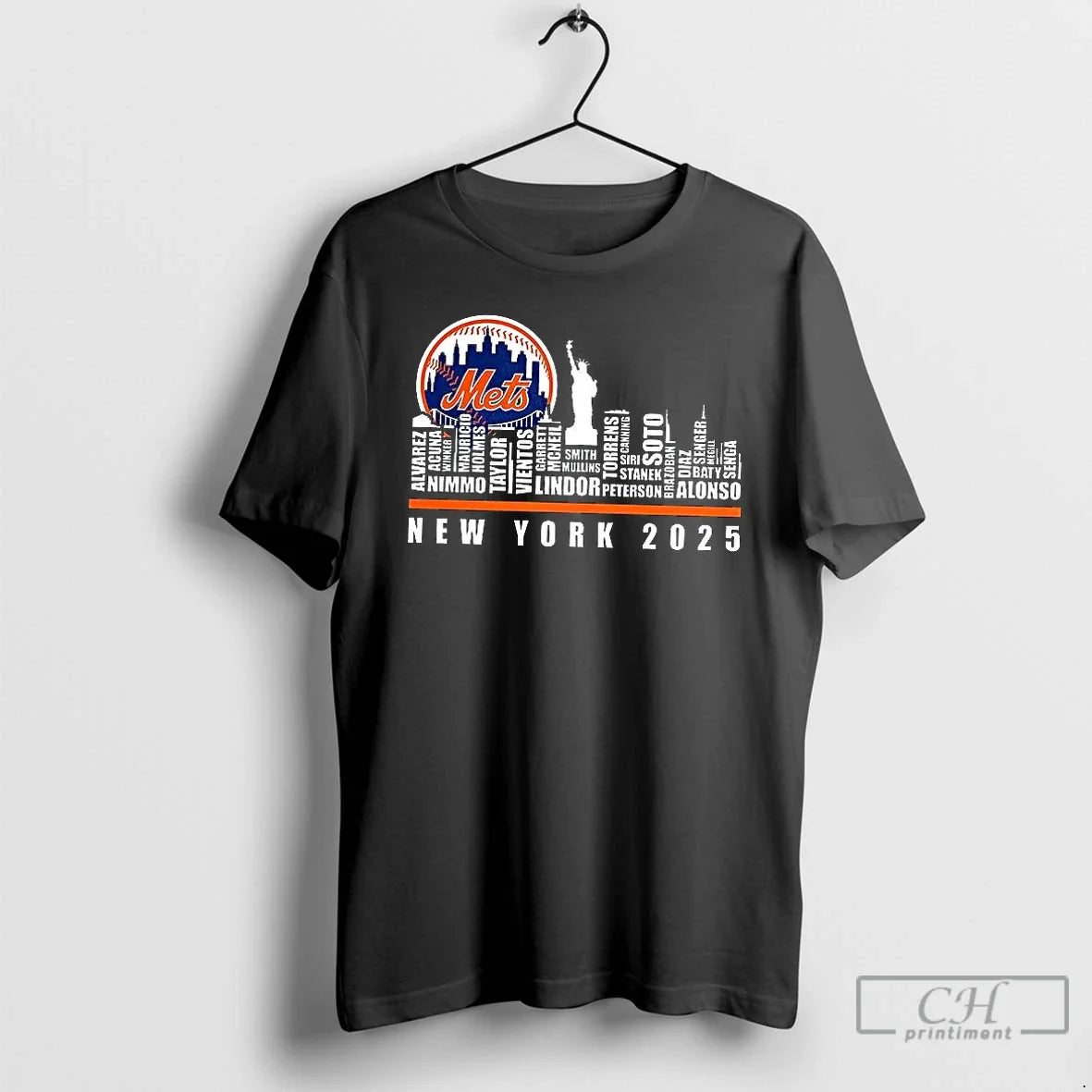 Premium New York Mets 2025 Name City Skyline T Shirts Unisex T-shirt, Sweatshirt, Hoodie, Long Sleeve Tee - T-Shirt, Sweatshirt, Hoodie