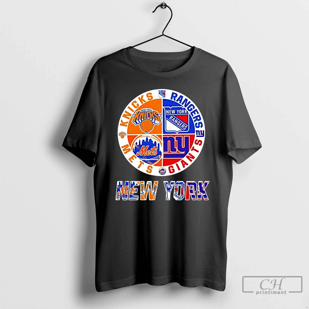 Premium New York Mets Knicks Rangers Giants 4 Teams Sports Circle Logo Sports T Shirts Unisex T-shirt, Sweatshirt, Hoodie, Long Sleeve Tee - T-Shirt, Sweatshirt, Hoodie