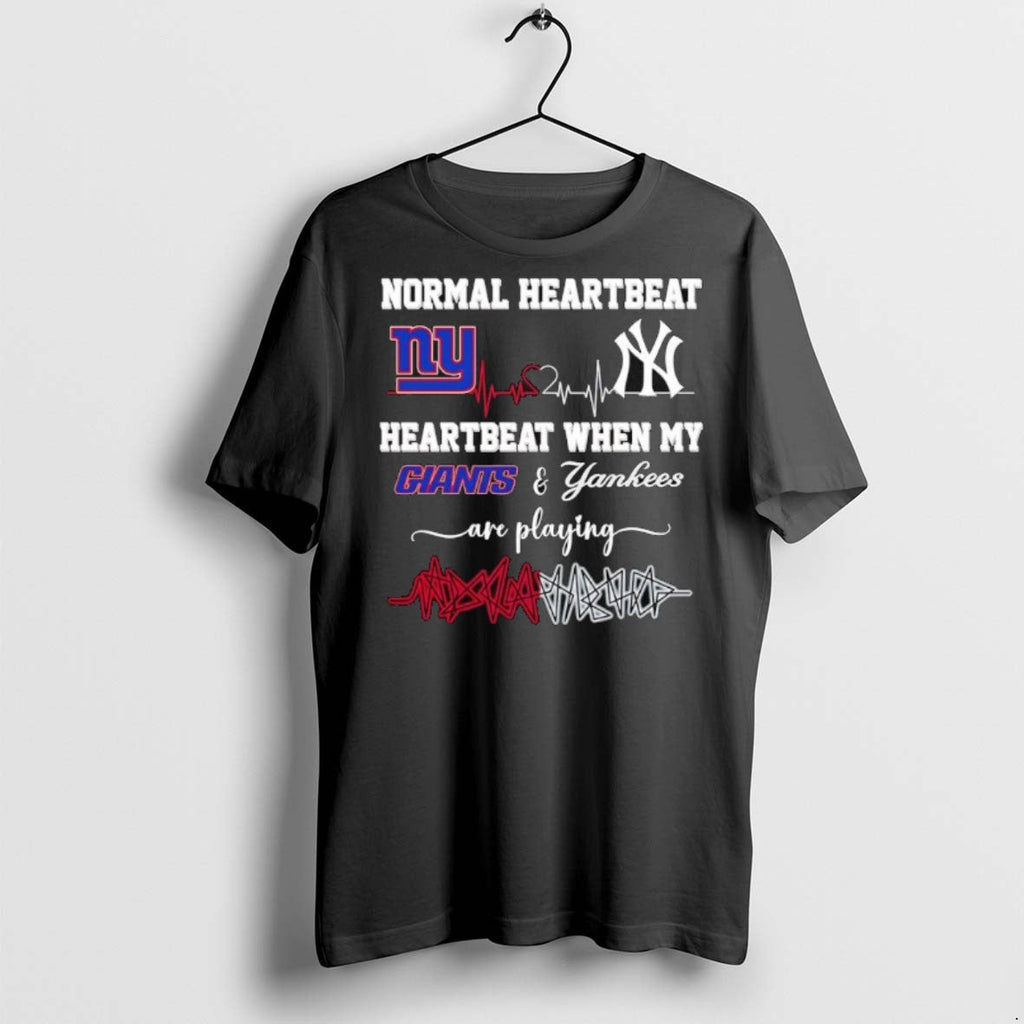 Premium Normal Heartbeat When My New York Giants And New York Yankees Are Playing Logo Unisex T-shirt, Sweatshirt, Hoodie, Long Sleeve Tee - T-Shirt, Sweatshirt, Hoodie