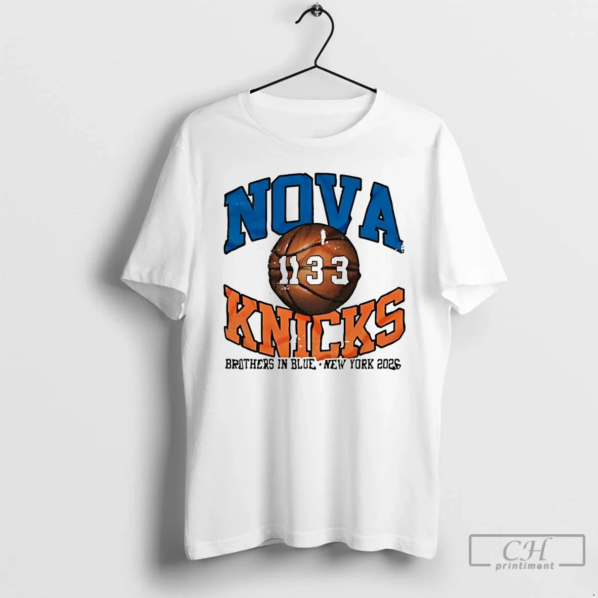 Premium Nova Knicks Villanova Nba Playoffs 2026 Brothers In Blue Unisex T-shirt, Sweatshirt, Hoodie, Long Sleeve Tee - T-Shirt, Sweatshirt, Hoodie