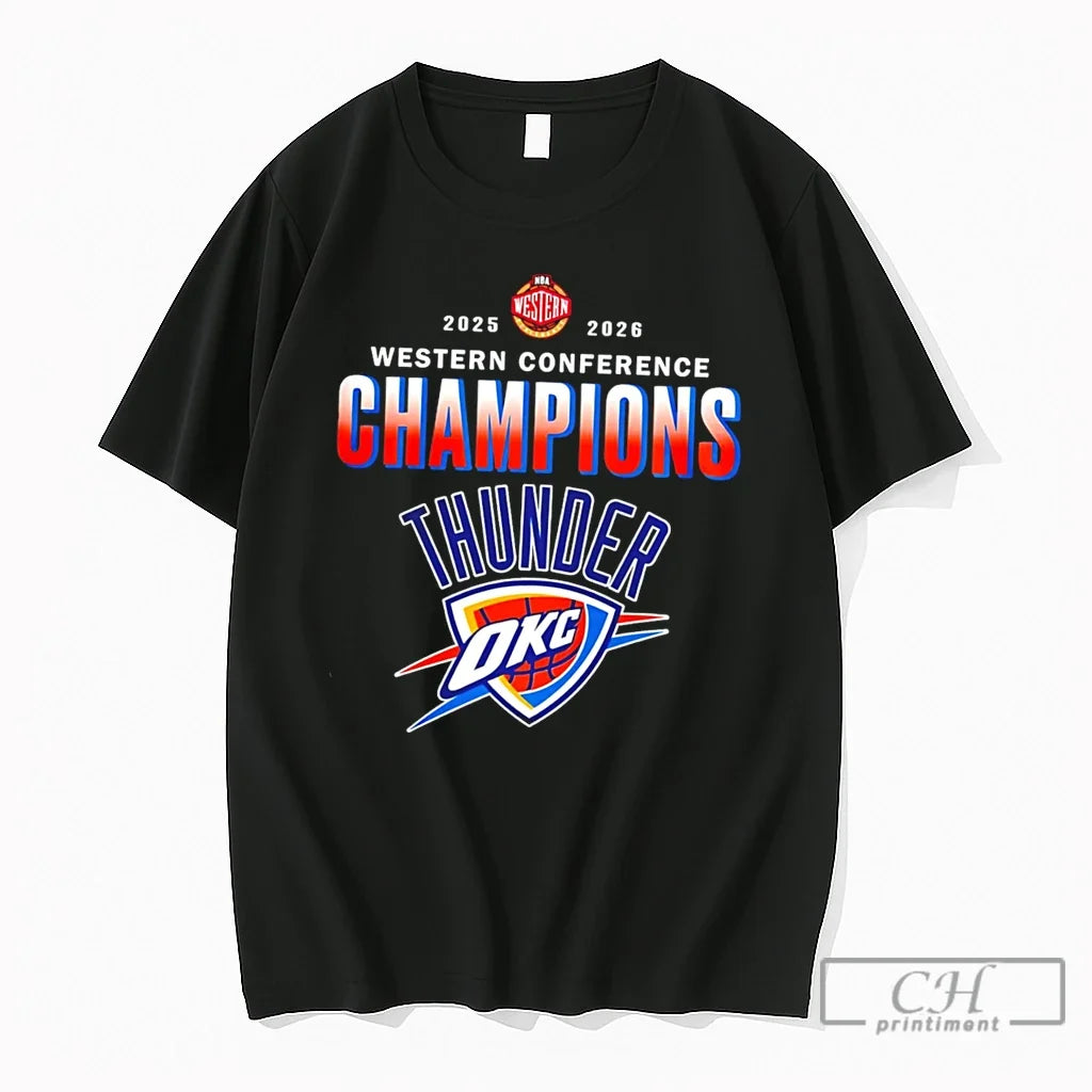 Premium Okc Thunder 2026 Nba Western Conference Champions Logo Tee Unisex T-shirt, Sweatshirt, Hoodie, Long Sleeve Tee - T-Shirt, Sweatshirt, Hoodie