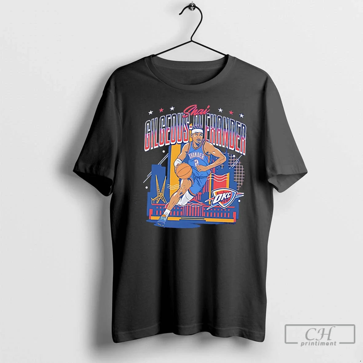 Premium Oklahoma City Thunder Shai Gilgeous Alexander Illustration Tee Unisex T-shirt, Sweatshirt, Hoodie, Long Sleeve Tee - T-Shirt, Sweatshirt, Hoodie