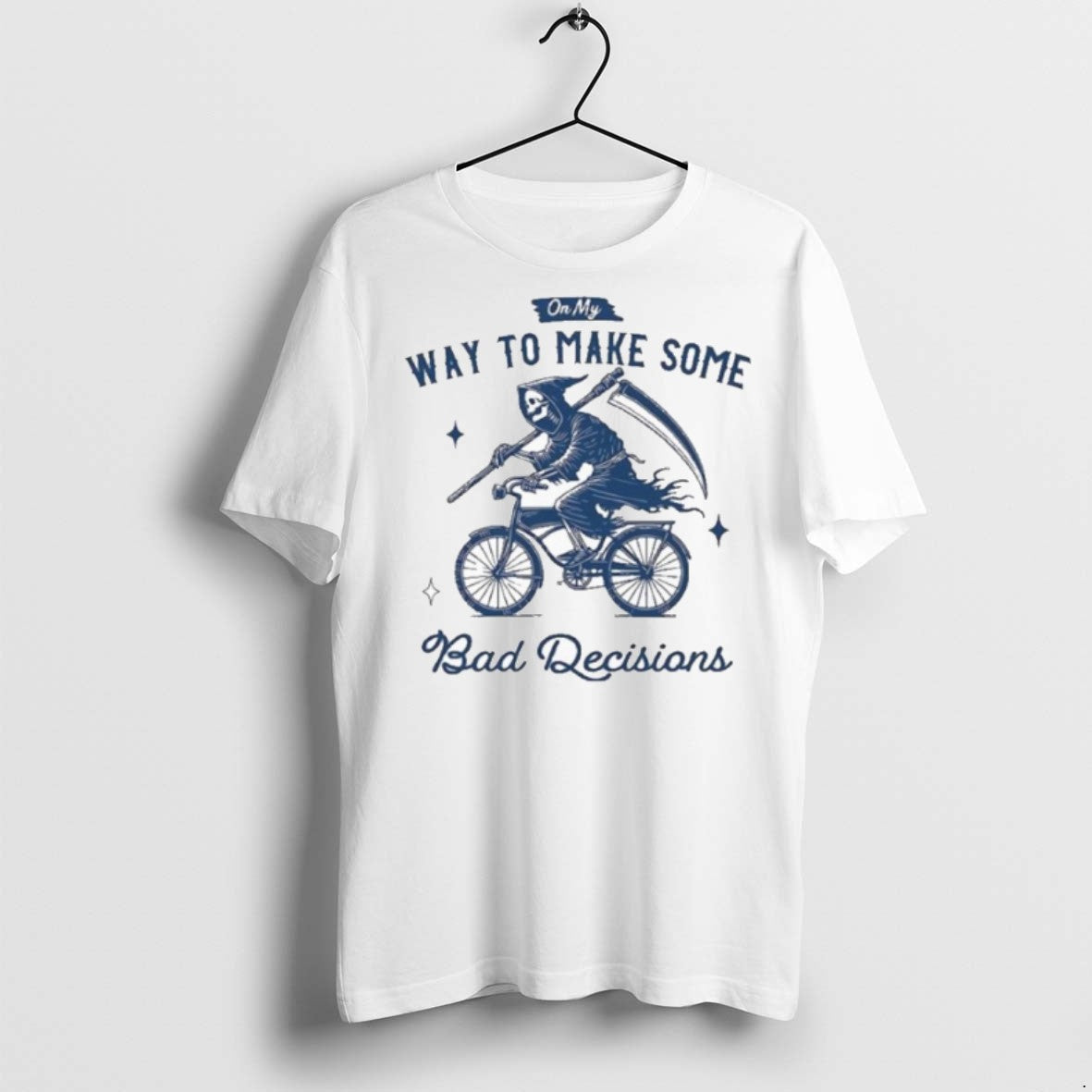 Premium On My Way To Make Bad Decisions Grim Reaper T Shirts Unisex T-shirt, Sweatshirt, Hoodie, Long Sleeve Tee - T-Shirt, Sweatshirt, Hoodie