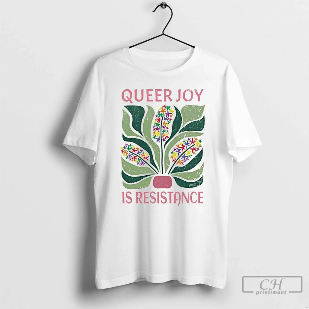 Premium Queer Joy Is Resistance Floral Unisex T-shirt, Sweatshirt, Hoodie, Long Sleeve Tee - T-Shirt, Sweatshirt, Hoodie