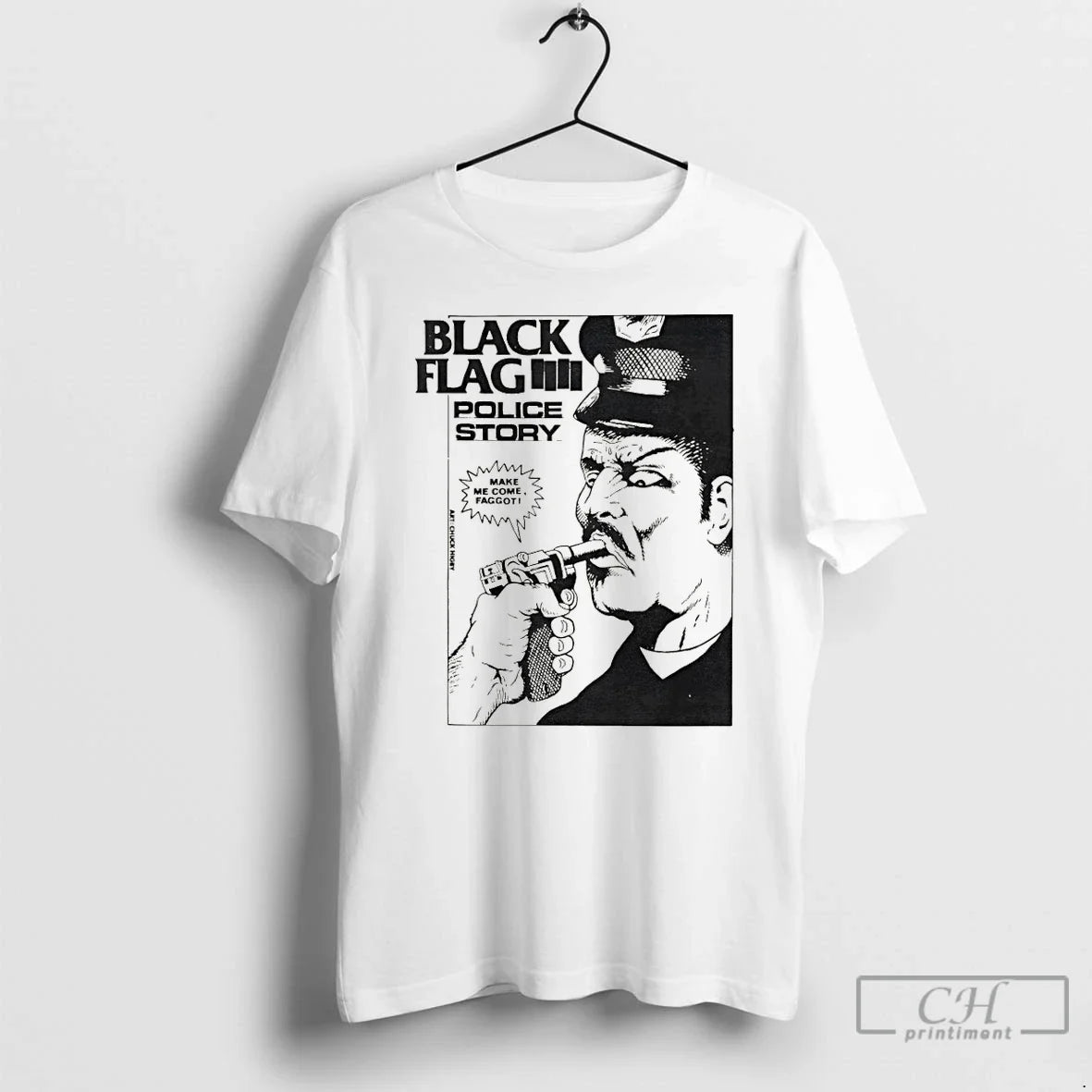 Premium Raymond Pettibon Police Story Black Flag Make Me Come Faggot 1981 1982 T Shirts Unisex T-shirt, Sweatshirt, Hoodie, Long Sleeve Tee - T-Shirt, Sweatshirt, Hoodie