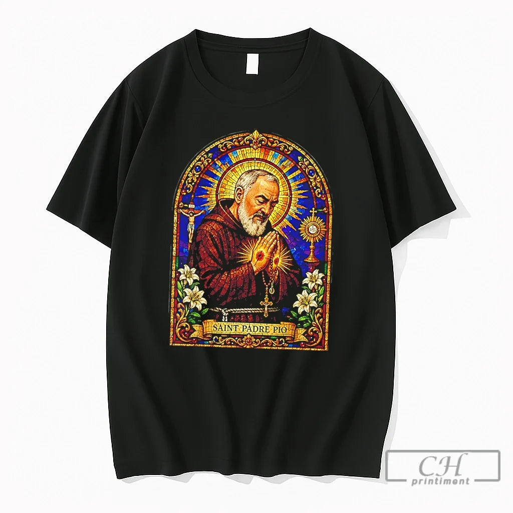 Premium Saint Padre Pio Catholic Devotional Gothic Vintage Tee Unisex T-shirt, Sweatshirt, Hoodie, Long Sleeve Tee - T-Shirt, Sweatshirt, Hoodie