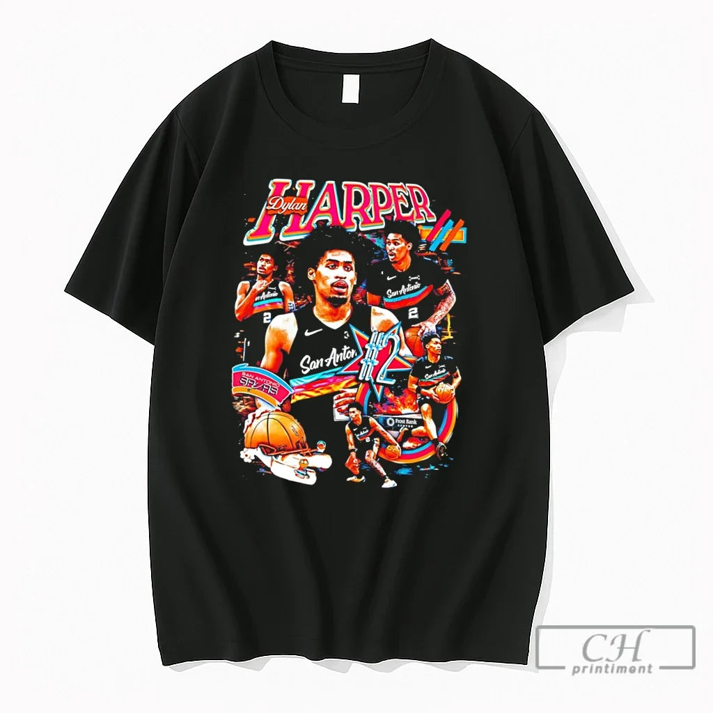 Premium San Antonio Spurs Dylan Harper Retro Tee Unisex T-shirt, Sweatshirt, Hoodie, Long Sleeve Tee - T-Shirt, Sweatshirt, Hoodie