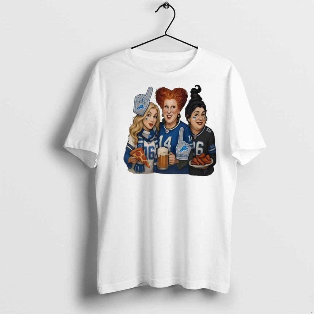 Premium Sanderson Sisters Hocus Pocus X Detroit Lions Football Team Logo T Shirts Unisex T-shirt, Sweatshirt, Hoodie, Long Sleeve Tee - T-Shirt, Sweatshirt, Hoodie