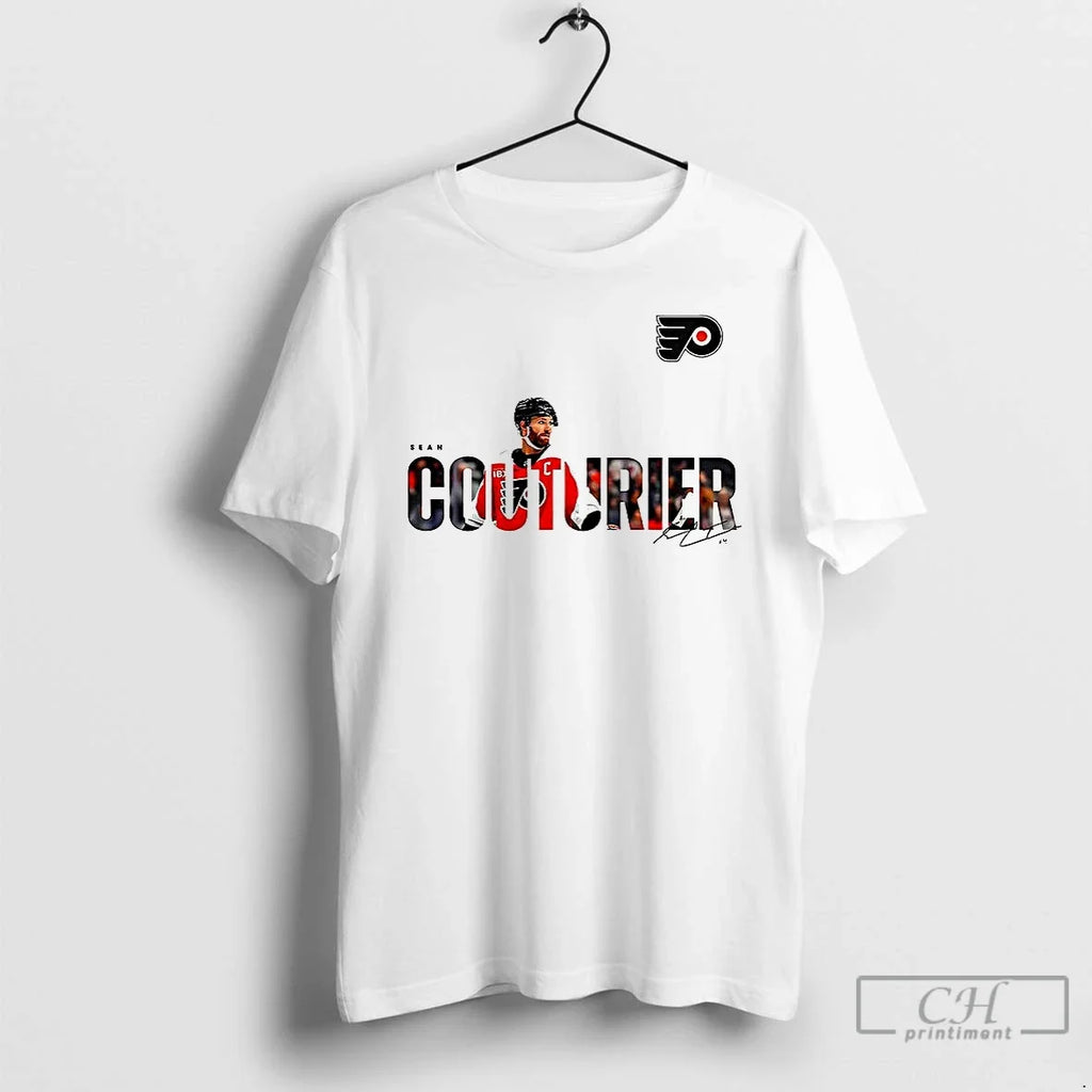 Premium Sean Couturier Philadelphia Flyers Nhl Logo Signature T Shirts Unisex T-shirt, Sweatshirt, Hoodie, Long Sleeve Tee - T-Shirt, Sweatshirt, Hoodie