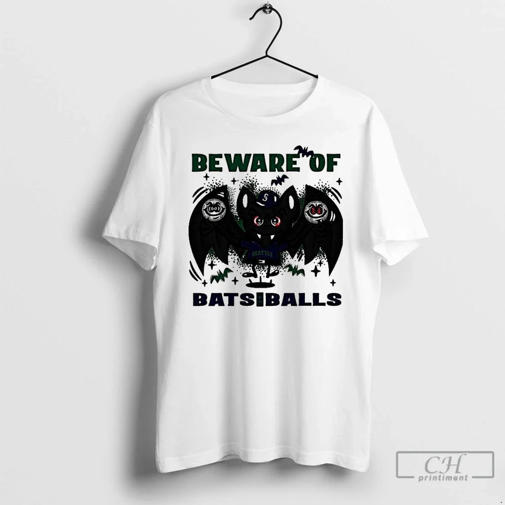 Premium Seattle Mariners Baseball Beware Of Bats And Balls Halloween T Shirts Unisex T-shirt, Sweatshirt, Hoodie, Long Sleeve Tee - T-Shirt, Sweatshirt, Hoodie