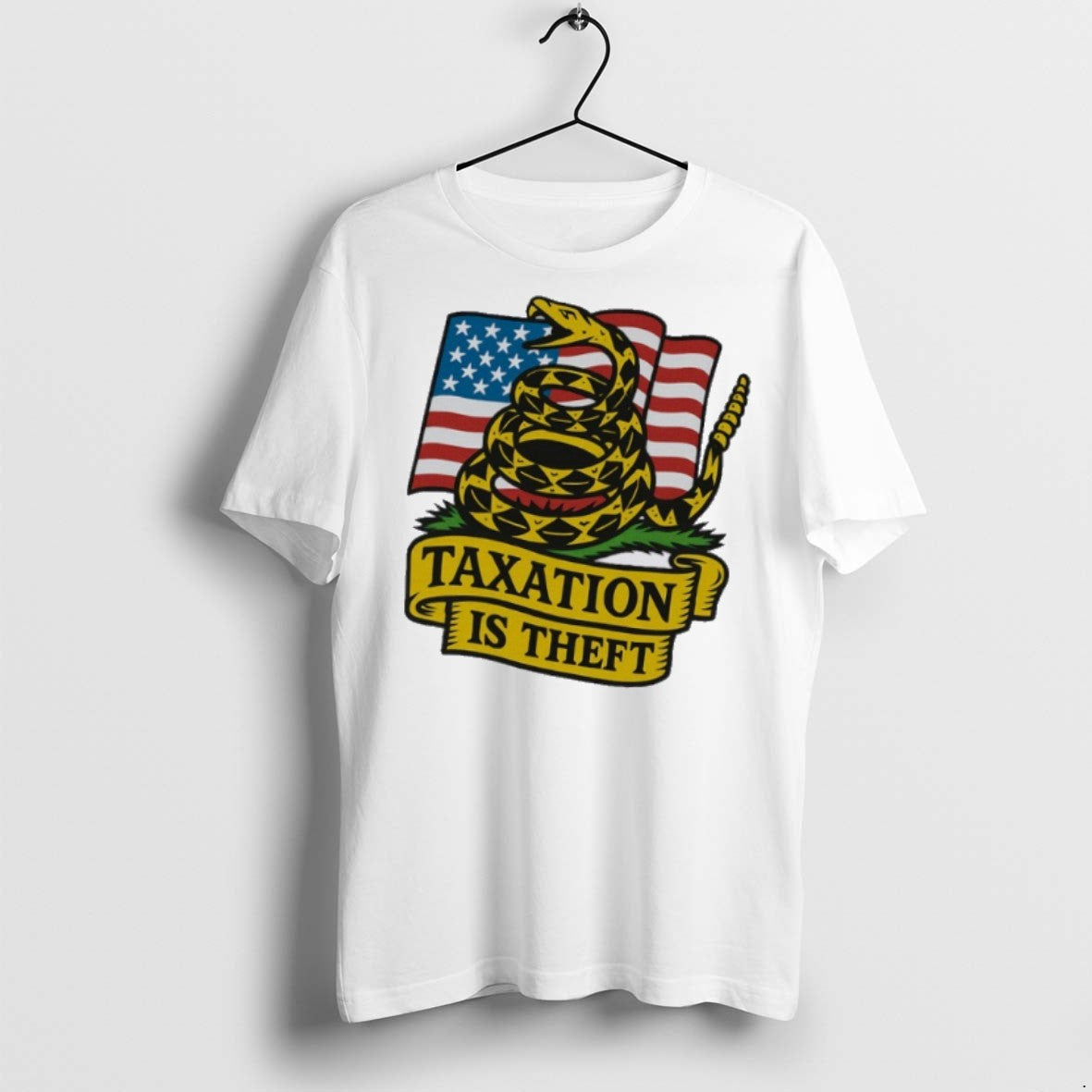 Premium Snake Taxation Is Theft Usa Flag T Shirts Unisex T-shirt, Sweatshirt, Hoodie, Long Sleeve Tee - T-Shirt, Sweatshirt, Hoodie