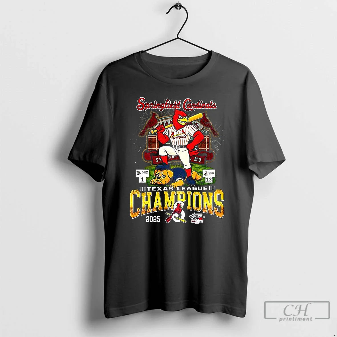 Premium Springfield Cardinals 2025 Texas League Champions Mascot T Shirts Unisex T-shirt, Sweatshirt, Hoodie, Long Sleeve Tee - T-Shirt, Sweatshirt, Hoodie