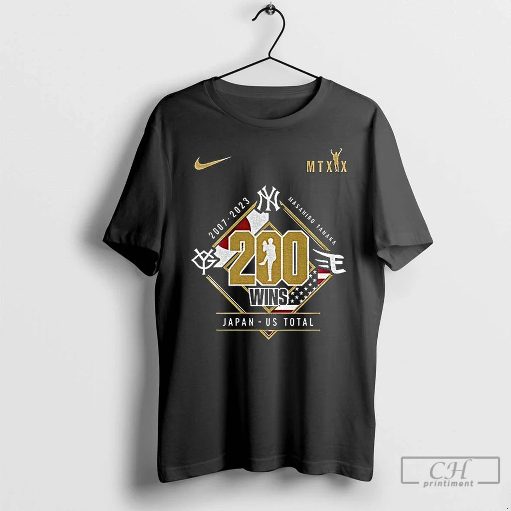 Premium Tanaka Masahiro New York Yankees Baseball 200 Wins Japan Us Total Logo T Shirts Unisex T-shirt, Sweatshirt, Hoodie, Long Sleeve Tee - T-Shirt, Sweatshirt, Hoodie