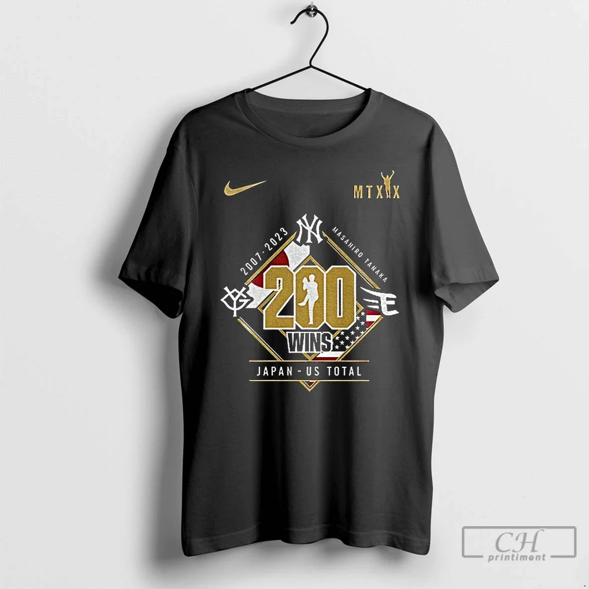Premium Tanaka Masahiro New York Yankees Baseball 200 Wins Japan Us Total Logo T Shirts Unisex T-shirt, Sweatshirt, Hoodie, Long Sleeve Tee - T-Shirt, Sweatshirt, Hoodie