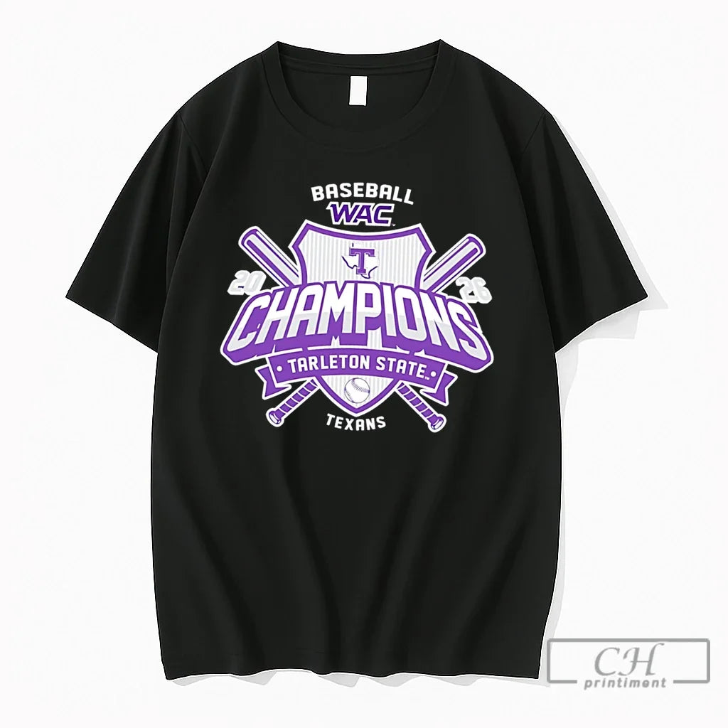 Premium Tarleton State Baseball Wac Champions 2026 Tee Unisex T-shirt, Sweatshirt, Hoodie, Long Sleeve Tee - T-Shirt, Sweatshirt, Hoodie