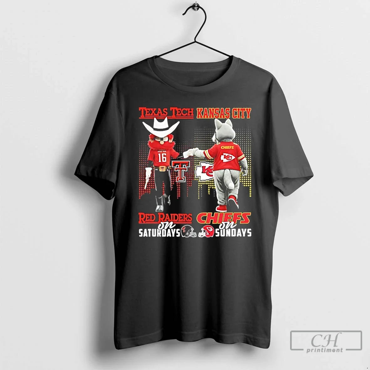 Texas Tech Saturdays Kansas City Chiefs Sundays Mascot Skyline T-Shirts, Hoodie, Sweatshirt - T-Shirt, Sweatshirt, Hoodie