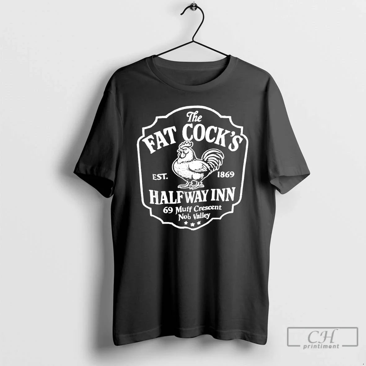Premium The Fat Cocks Halfway Inn 69 Muff Crescent Nob Valley Est 1869 T Shirts Unisex T-shirt, Sweatshirt, Hoodie, Long Sleeve Tee - T-Shirt, Sweatshirt, Hoodie
