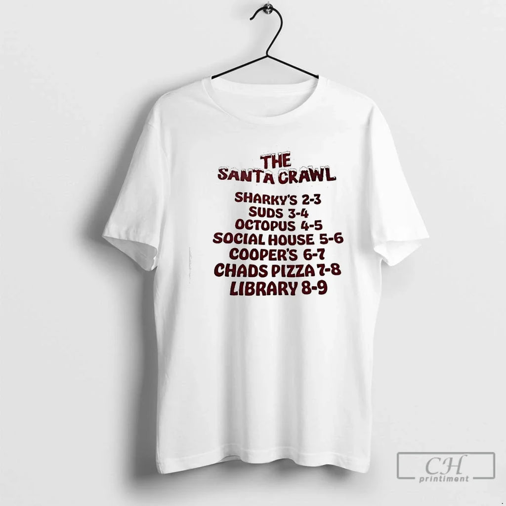 Santa Crawl Sharkys Suds Octopus Social House Coopers Chads Pizza Library T-Shirts, Hoodie, Sweatshirt - T-Shirt, Sweatshirt, Hoodie