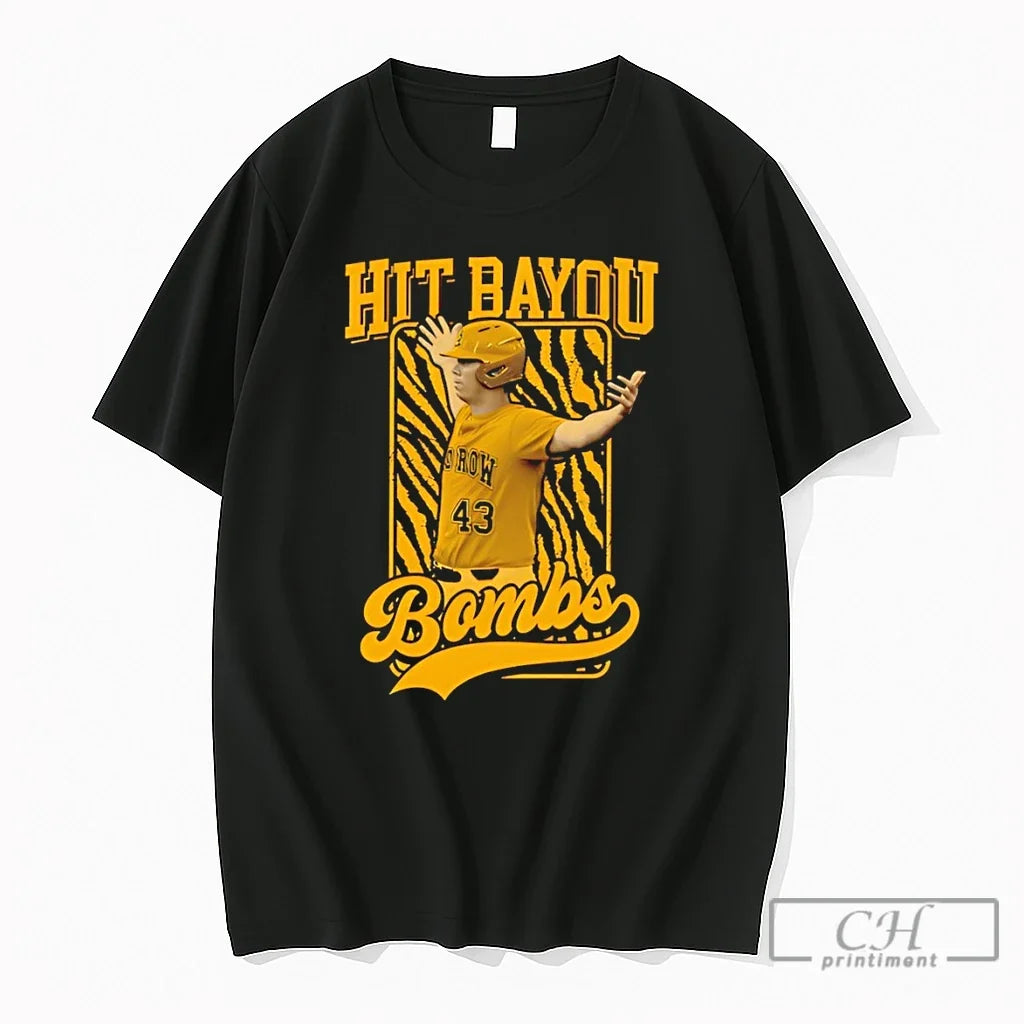 Premium Todd Peterson Lsu Baseball Hit Bayou Bombs Unisex T-shirt, Sweatshirt, Hoodie, Long Sleeve Tee - T-Shirt, Sweatshirt, Hoodie