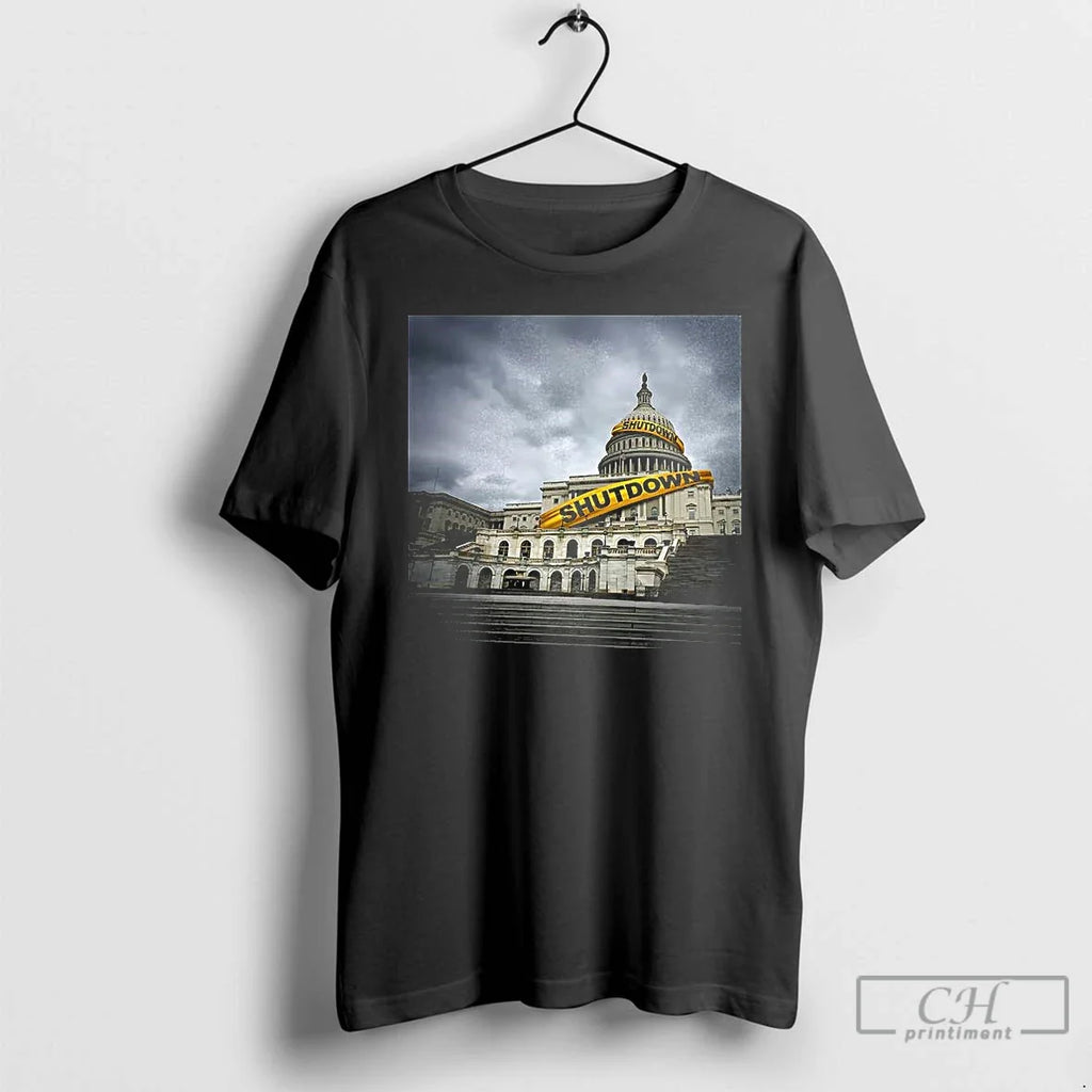 Premium United States Capitol Building Government Shutdown T Shirts Unisex T-shirt, Sweatshirt, Hoodie, Long Sleeve Tee - T-Shirt, Sweatshirt, Hoodie