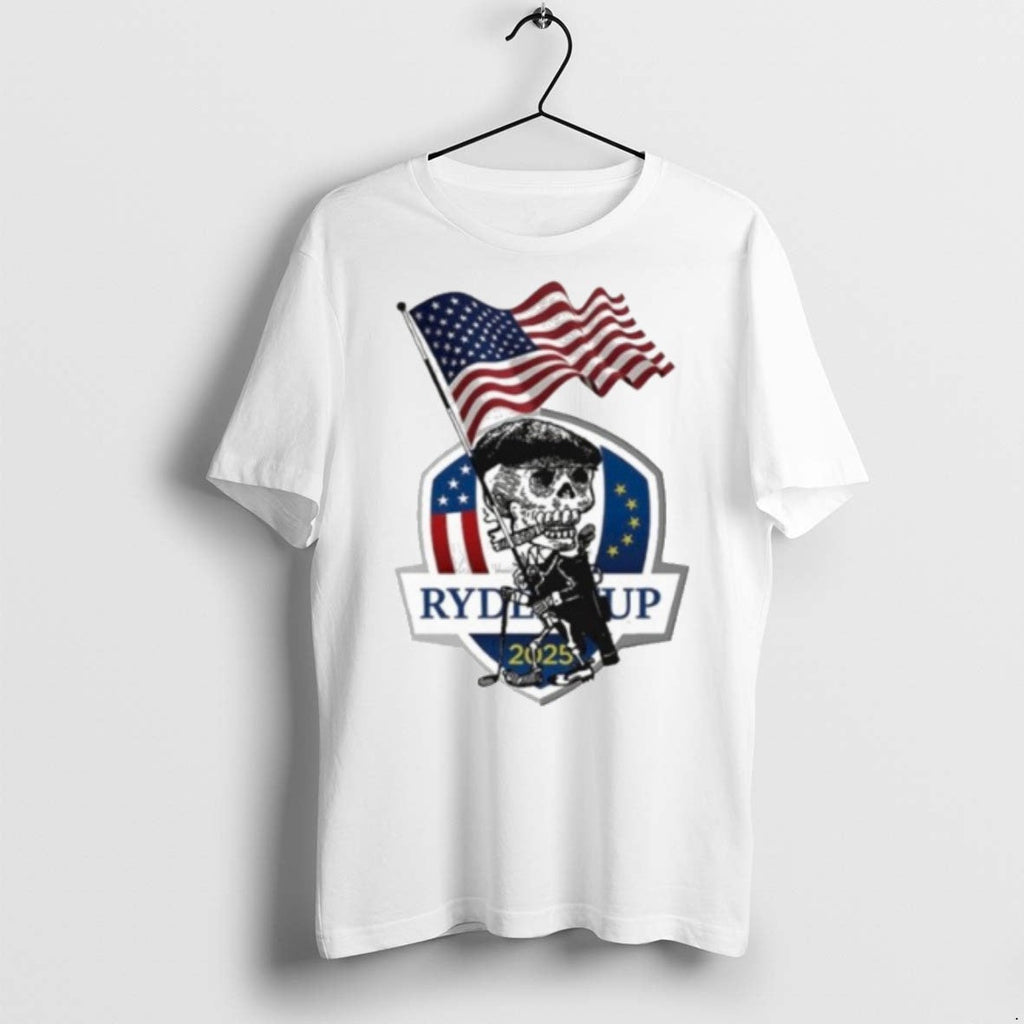 Premium Usa Flag Ryder Cup 2025 Skull T Shirts Unisex T-shirt, Sweatshirt, Hoodie, Long Sleeve Tee - T-Shirt, Sweatshirt, Hoodie