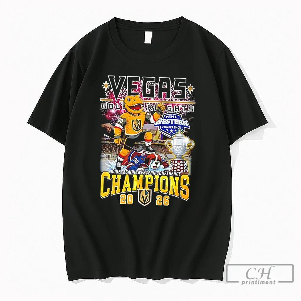 Premium Vegas Golden Knights 2026 Western Conference Champions Mascot Tee Unisex T-shirt, Sweatshirt, Hoodie, Long Sleeve Tee - T-Shirt, Sweatshirt, Hoodie
