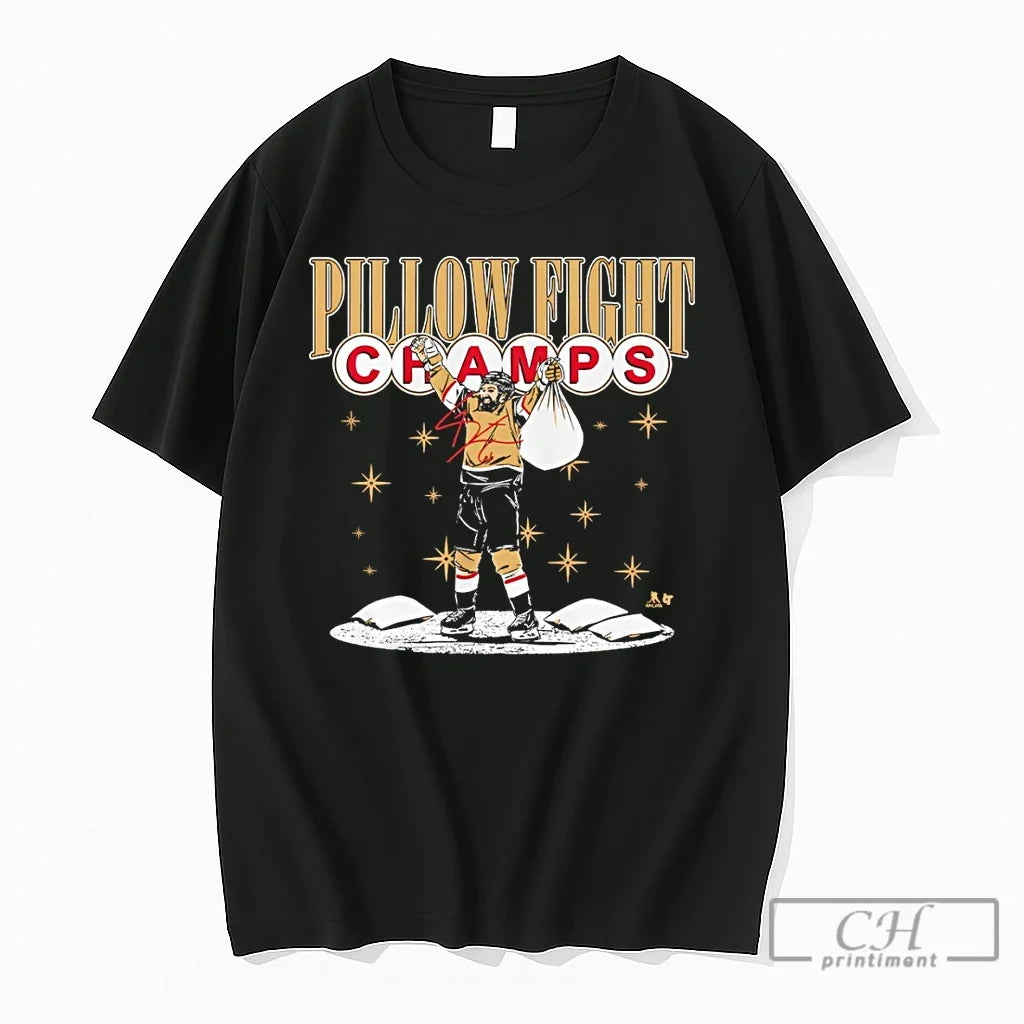 Premium Vegas Golden Knights Hockey Pillow Fight Champs Signature Unisex T-shirt, Sweatshirt, Hoodie, Long Sleeve Tee - T-Shirt, Sweatshirt, Hoodie