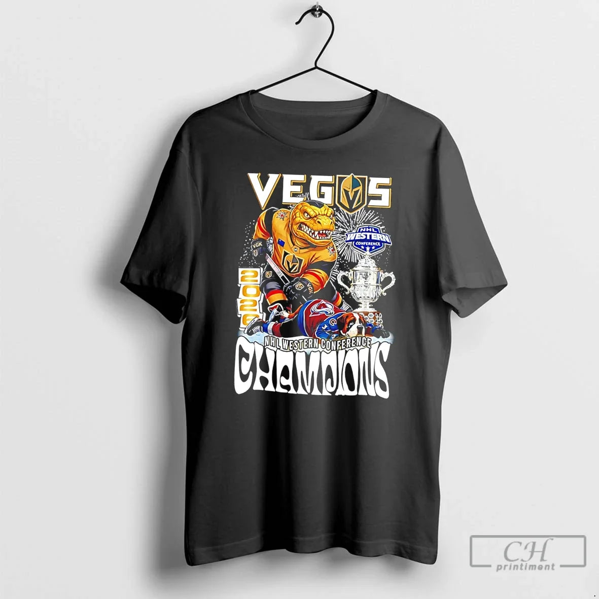 Premium Vegas Golden Knights Western Conference Championship Mascot Tee Unisex T-shirt, Sweatshirt, Hoodie, Long Sleeve Tee - T-Shirt, Sweatshirt, Hoodie
