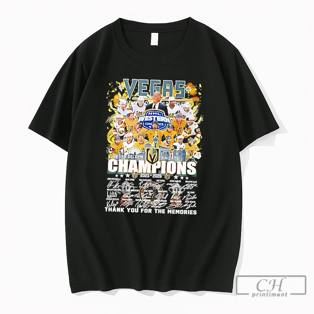Premium Vegas Golden Knights Champions 2025 2026 Thank You For The Memories Tee T Shirts Unisex T-shirt, Sweatshirt, Hoodie, Long Sleeve Tee - T-Shirt, Sweatshirt, Hoodie